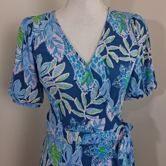 Lilly Pulitzer Kessler Wrap Dress In Macaw Blue Size XS - Picture 5 of 12